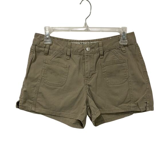 Mudd Pants - Vintage Y2K Mudd Jeans Tan Booty Mini Shorts Size 5 Low Rise 90s Retro Festival